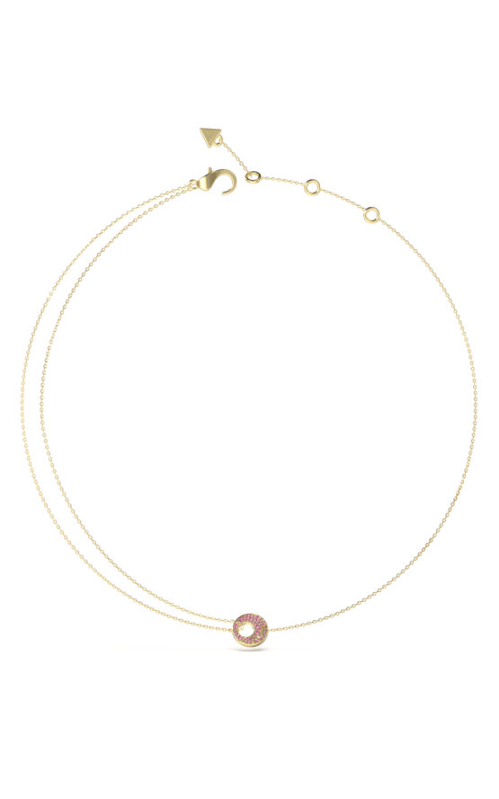 GUESS STEEL BLOOMING SUMMER JUBN05226JWYGPKT/U Κολιέ Χρυσό Με Σχέδιο Με Ροζ Πέτρες