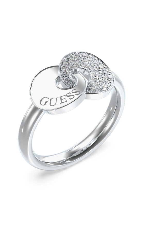 GUESS STEEL BLOOMING SUMMER JUBR05222JWRH54 Δαχτυλίδι Ασημένιο Με Πέτρες Και Λογότυπο
