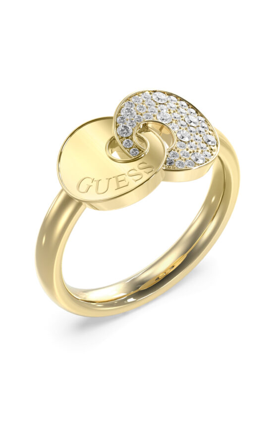 GUESS STEEL BLOOMING SUMMER JUBR05222JWYG58 Δαχτυλίδι Χρυσό Με Πέτρες Και Λογότυπο
