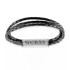 GUESS STEEL BOND STREET JUMB03033JWSTBKL Μαύρο Τριπλό Δερμάτινο Βραχιόλι Με Λογότυπο