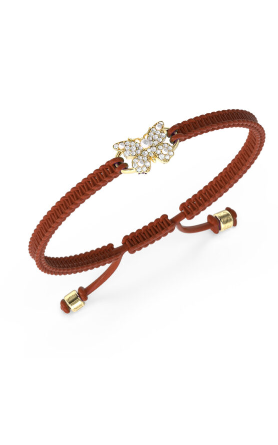 GUESS STEEL BORBOLETA JUBB06133JWYGBRT/U Βραχιόλι Καφέ Με Χρυσή Πεταλούδα