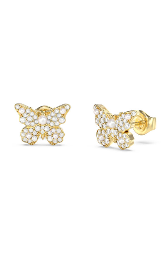 GUESS STEEL BORBOLETA JUBE06127JWYGT/U Σκουλαρίκια Χρυσές Πεταλούδες Με Πέτρες