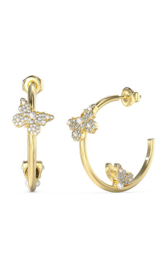 GUESS STEEL BORBOLETA JUBE06131JWYGT/U Κρίκοι Χρυσοί Με Πεταλούδες Με Πέτρες