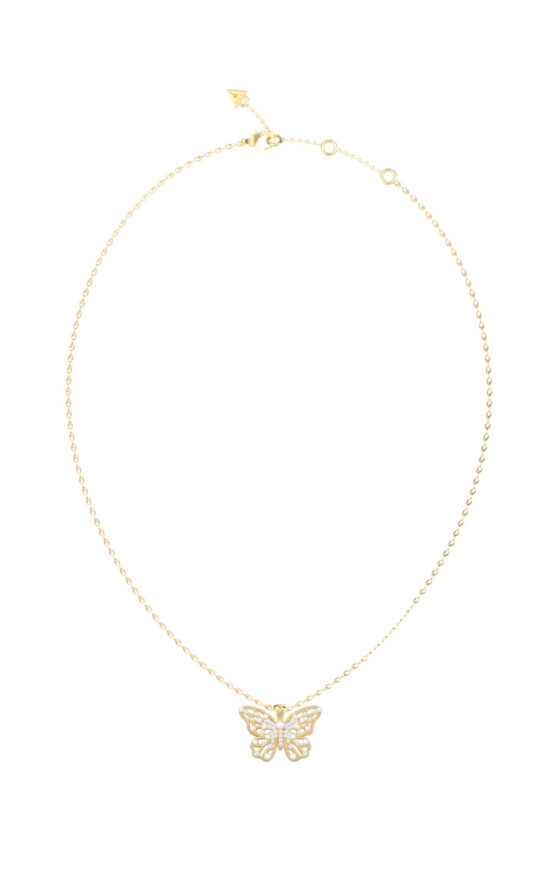 GUESS STEEL BORBOLETA JUBN06119JWYGT/U Κολιέ Χρυσό Με Πεταλούδα Με Πέτρες
