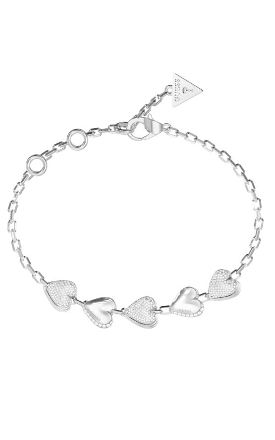 GUESS STEEL BY YOUR SIDE JUBB06071JWRHL Βραχιόλι Ασημένιο Με Καρδιές