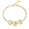 GUESS STEEL BY YOUR SIDE JUBB06079JWYGL Βραχιόλι Χρυσό Με Τρεις Καρδιές Με Πέτρες