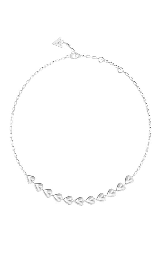 GUESS STEEL BY YOUR SIDE JUBN06070JWRHT/U Κολιέ Ασημένιο Με Καρδιές