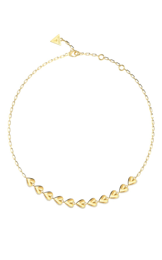 GUESS STEEL BY YOUR SIDE JUBN06070JWYGT/U Κολιέ Χρυσό Με Καρδιές