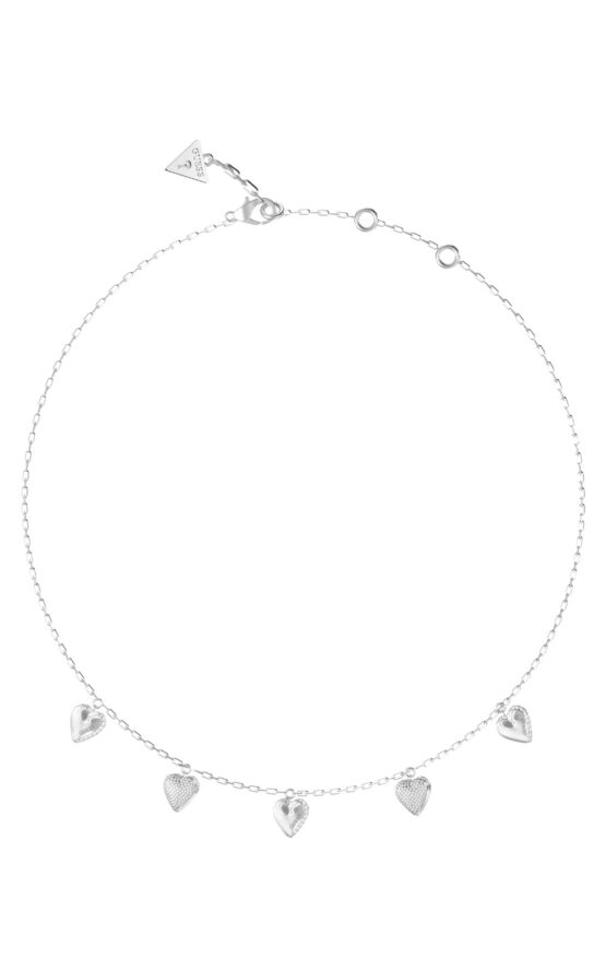 GUESS STEEL BY YOUR SIDE JUBN06081JWRHT/U Κολιέ Ασημένιο Με Κρεμαστές Καρδιές