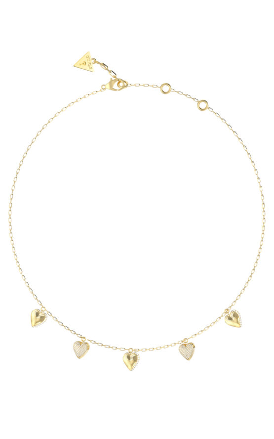 GUESS STEEL BY YOUR SIDE JUBN06081JWYGT/U Κολιέ Χρυσό Με Κρεμαστές Καρδιές