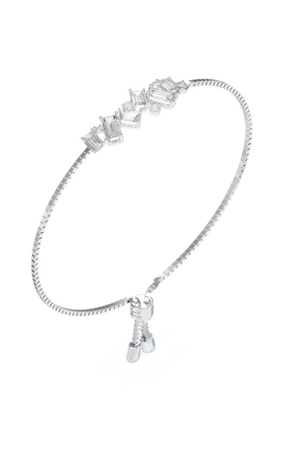 GUESS STEEL CHANDELIER JUBB05363JWRHL Βραχιόλι Ασημένιο Με Πέτρες