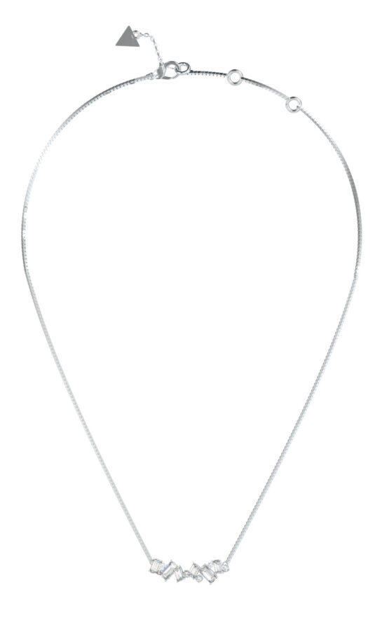 GUESS STEEL CHANDELIER JUBN05358JWRHT/U Κολιέ Ασημένιο Με Πέτρες