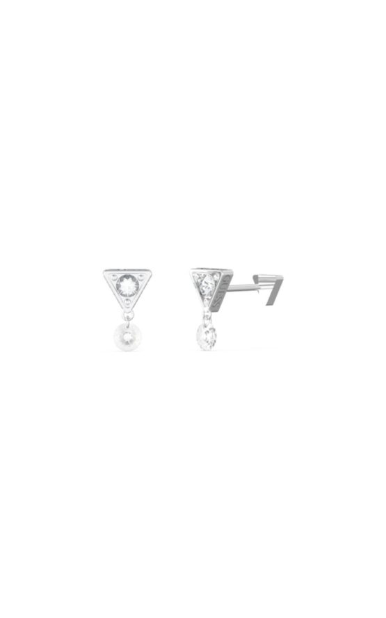 GUESS STEEL CRAZY EARRINGS JUBE03304JWRHT-U Ασημένια Σκουλαρίκια Με Πέτρα Και Λογότυπο