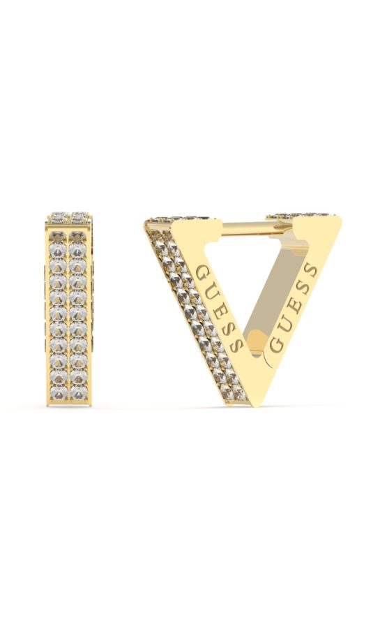 GUESS STEEL CRAZY EARRINGS JUBE03306JWYGT-U Σκουλαρίκια Χρυσά Τρίγωνα Με Πέτρες
