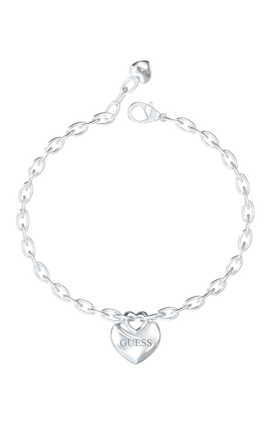 GUESS STEEL CRAZY IN LOVE JUBB05217JWRHL Βραχιόλι Ασημένιο Με Καρδιά Με Λογότυπο