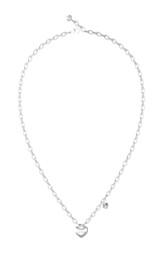 GUESS STEEL CRAZY IN LOVE JUBN05216JWRHT/U Κολιέ Ασημένιο Με Καρδιά