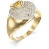 GUESS STEEL CRAZY IN LOVE JUBR05215JWYG54 Δαχτυλίδι Χρυσό Με Καρδιές Με Πέτρες