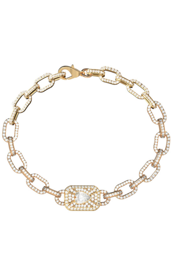 GUESS STEEL CRYSTAL JUBB06350JWYGL Βραχιόλι Χρυσό Με Καρδιά Με Πέτρες