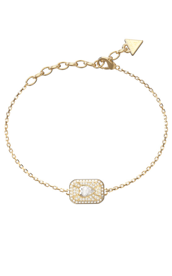 GUESS STEEL CRYSTAL LOVE JUBB06352JWYGL Βραχιόλι Χρυσό Με Καρδιά Με Πέτρες