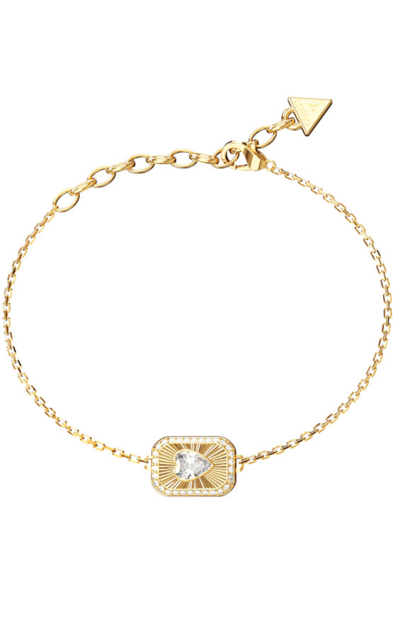 GUESS STEEL CRYSTAL LOVE JUBB06355JWYGL Βραχιόλι Χρυσό Με Καρδιά Με Πέτρες