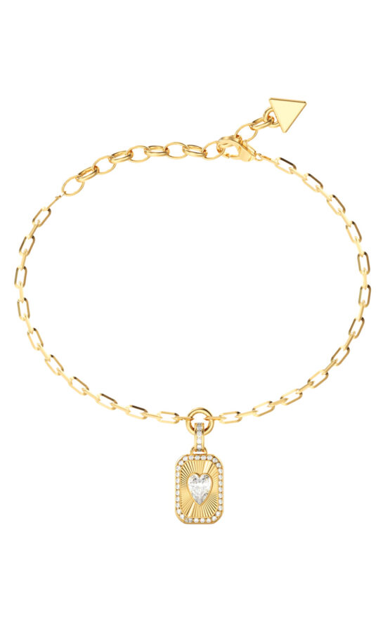 GUESS STEEL CRYSTAL LOVE JUBB06358JWYGL Βραχιόλι Χρυσό Με Καρδιά Με Πέτρες