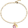 GUESS STEEL CRYSTAL LOVE JUBB06360JWYGPKL Βραχιόλι Χρυσό Με Μωβ Κρεμαστή Καρδιά