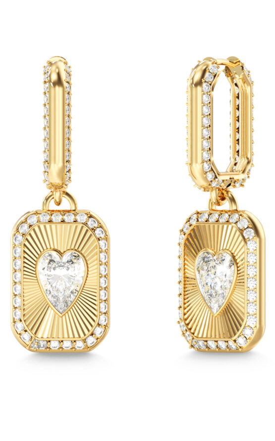 GUESS STEEL CRYSTAL LOVE JUBE06354JWYGT/U Σκουλαρίκια Χρυσά Με Καρδιά Με Πέτρες