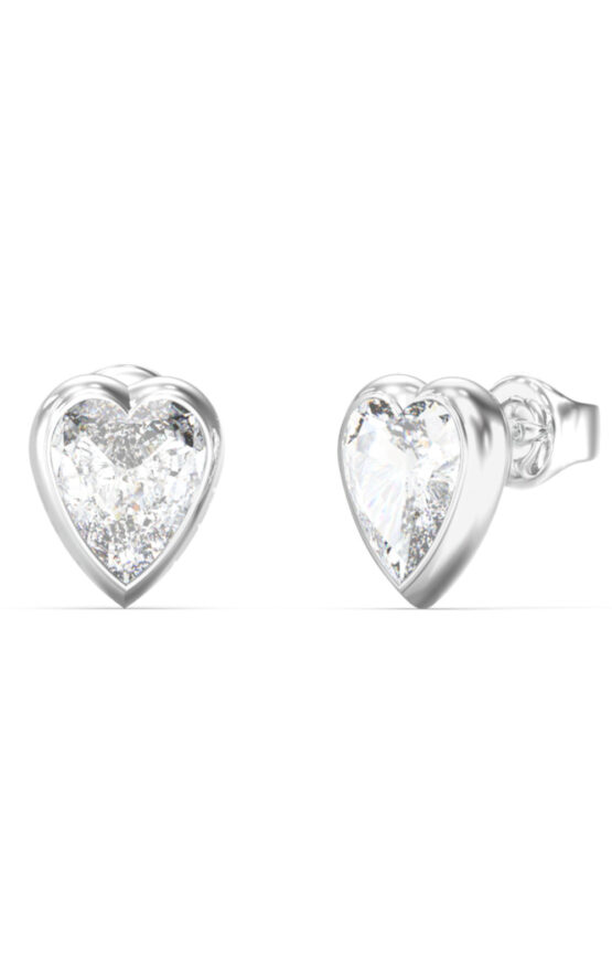 GUESS STEEL CRYSTAL LOVE JUBE06361JWRHT/U Σκουλαρίκια Ασημένιες Καρδιές