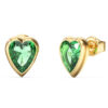 GUESS STEEL CRYSTAL LOVE JUBE06361JWYGGNT/U Σκουλαρίκια Χρυσές Καρδιές Με Πράσινες Πέτρες