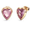 GUESS STEEL CRYSTAL LOVE JUBE06361JWYGPKT/U Σκουλαρίκια Χρυσά Με Μωβ Καρδιές