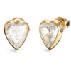 GUESS STEEL CRYSTAL LOVE JUBE06361JWYGT/U Σκουλαρίκια Χρυσές Καρδιές Με Άσπρες Πέτρες