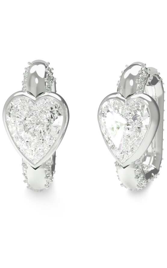 GUESS STEEL CRYSTAL LOVE JUBE06365JWRHT/U Σκουλαρίκια Ασημένια Με Καρδιά Με Πέτρες
