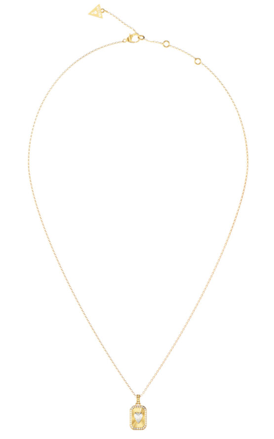 GUESS STEEL CRYSTAL LOVE JUBN06353JWYGT/U Κολιέ Χρυσό Με Σχέδιο Με Καρδιά