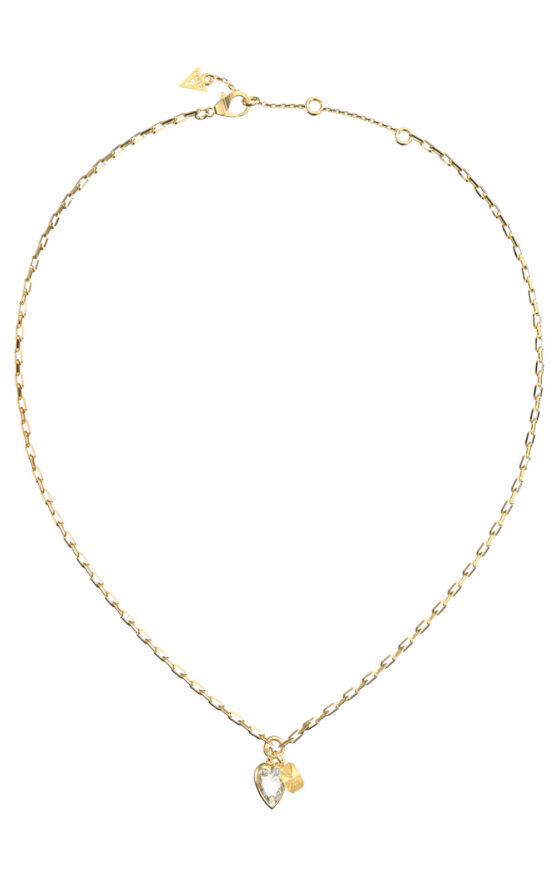 GUESS STEEL CRYSTAL LOVE JUBN06359JWYGT/U Κολιέ Χρυσό Με Καρδιά
