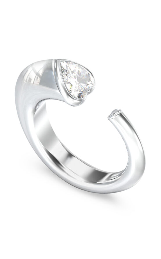 GUESS STEEL CRYSTAL LOVE JUBR06362JWRH56 Δαχτυλίδι Ασημένιο Με Καρδιά