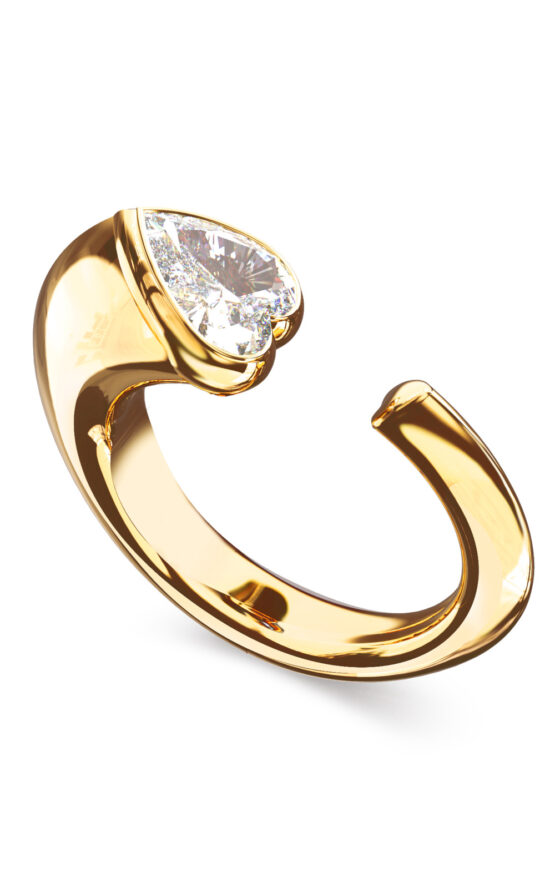 GUESS STEEL CRYSTAL LOVE JUBR06362JWYG56 Δαχτυλίδι Χρυσό Με Καρδιά