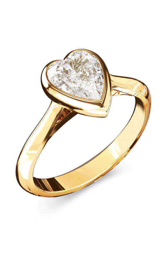 GUESS STEEL CRYSTAL LOVE JUBR06363JWYG54 Δαχτυλίδι Χρυσό Με Καρδιά