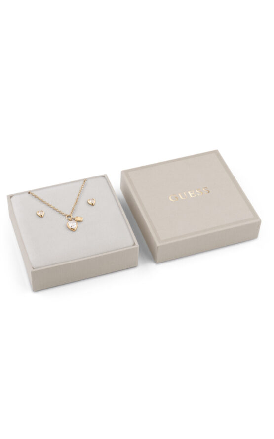 GUESS STEEL CRYSTAL LOVE JUBS06051JWYGT/U Κουτάκι Με Χρυσό Κολιέ Και Σκουλαρίκια