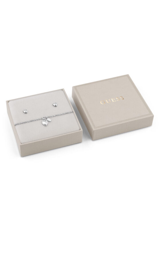 GUESS STEEL CRYSTAL LOVE JUBS06052JWRHS Κουτάκι Με Ασημένιο Βραχιόλι Και Σκουλαρίκια