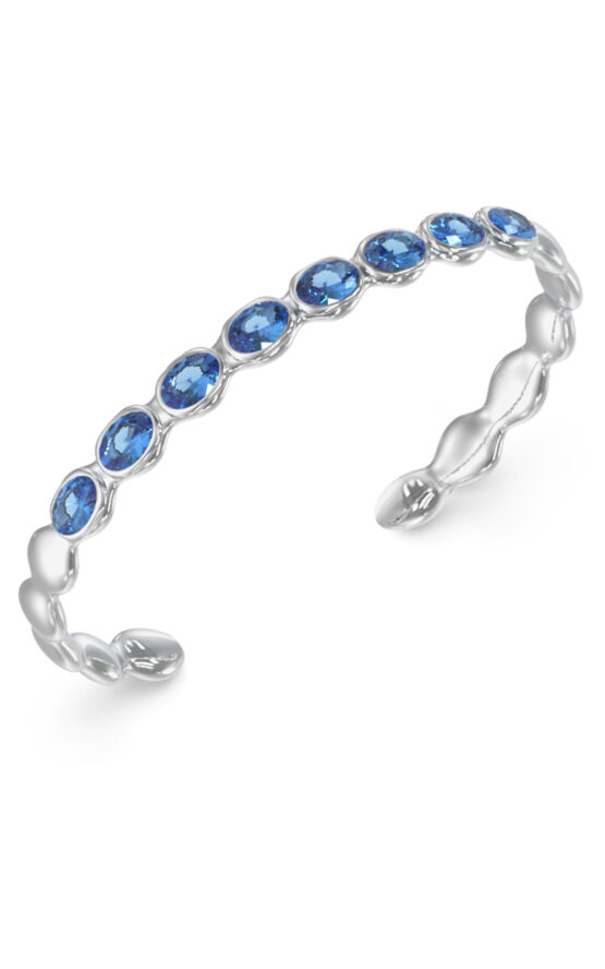 GUESS STEEL DIVINE JUBB06311JWRHLBL Χειροπέδα Ασημένια Με Μπλε Πέτρες