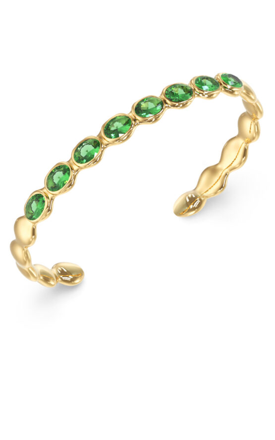 GUESS STEEL DIVINE JUBB06311JWYGGNL Χειροπέδα Χρυσή Με Πράσινες Πέτρες
