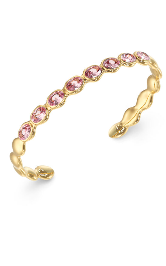 GUESS STEEL DIVINE JUBB06311JWYGRSL Χειροπέδα Χρυσή Με Ροζ Πέτρες