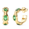 GUESS STEEL DIVINE JUBE06312JWYGGNT/U Κρίκοι Χρυσοί Με Πράσινες Πέτρες