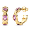 GUESS STEEL DIVINE JUBE06312JWYGRST/U Κρίκοι Χρυσοί Με Μωβ Πέτρες