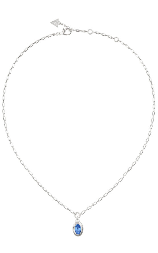 GUESS STEEL DIVINE JUBN06315JWRHLBT/U Κολιέ Ασημένιο Με Μπλε Πέτρα