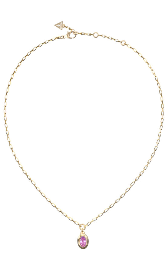 GUESS STEEL DIVINE JUBN06315JWYGRST/U Κολιέ Χρυσό Με Μωβ Πέτρα