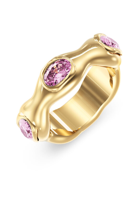 GUESS STEEL DIVINE JUBR06313JWYGRS54 Δαχτυλίδι Χρυσό Με Μωβ Πέτρες