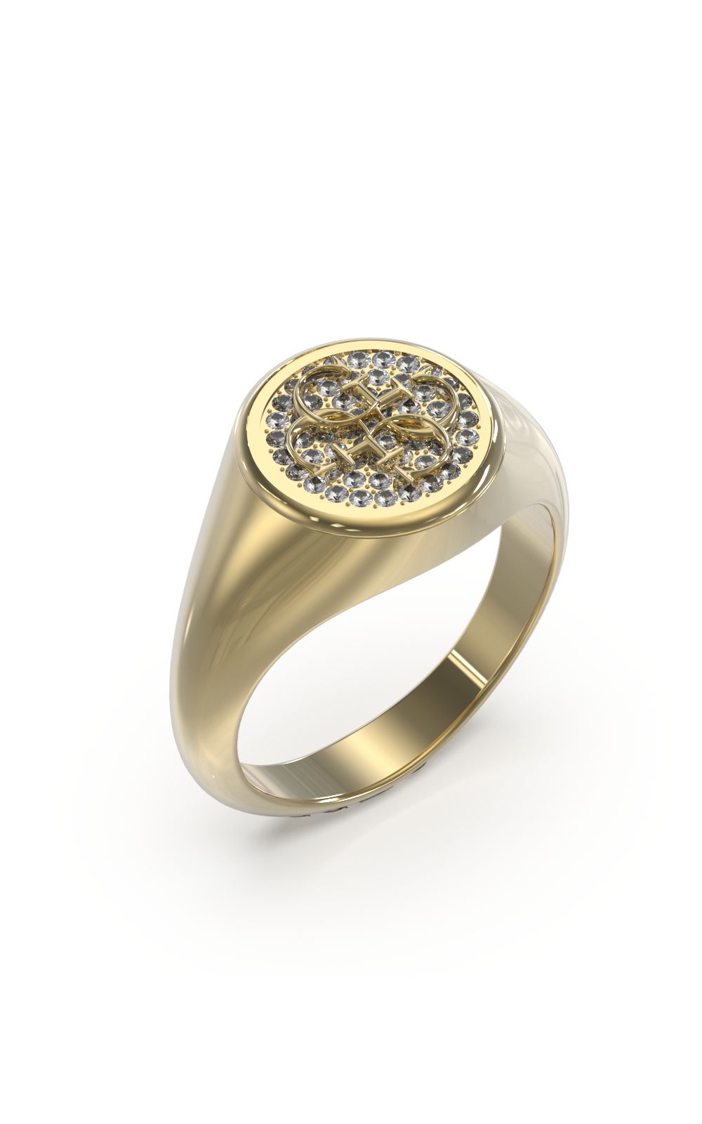 GUESS STEEL DREAMING GUESS JUBR03132JWYG-No.54 Χρυσό Δαχτυλίδι Με Σφραγίδα Με Λογότυπο Με Πέτρες