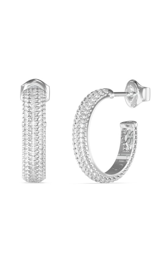 GUESS STEEL ESSENZA JUBE06020JWRHT/U Κρίκοι Ασημένιοι Με Πέτρες