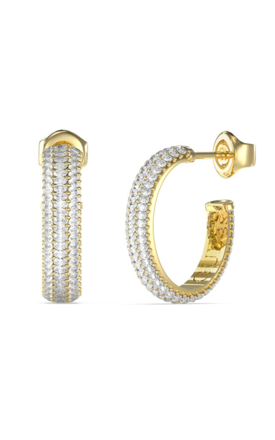 GUESS STEEL ESSENZA JUBE06020JWYGT/U Κρίκοι Χρυσοί Με Πέτρες